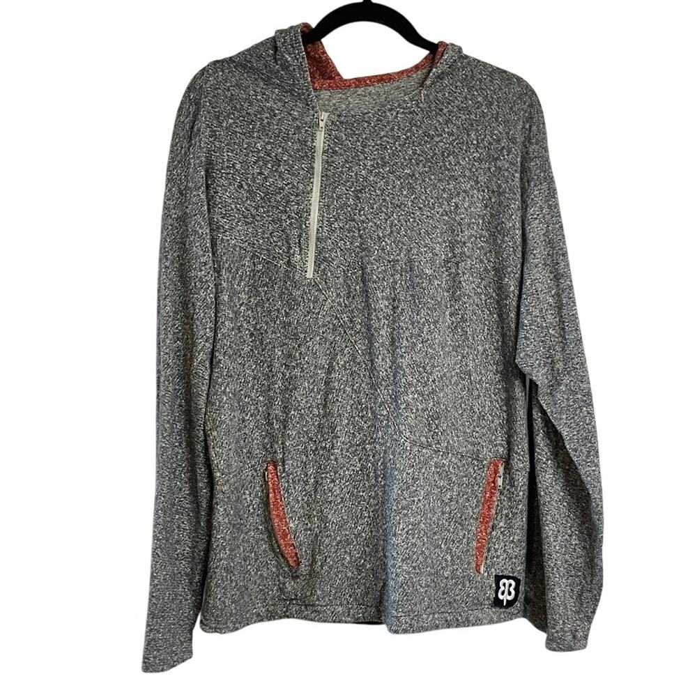 Betabrand Asymmetrical Hoodie 1/4 Zip Gray Heather Hoodie Sweatshirt Size L
